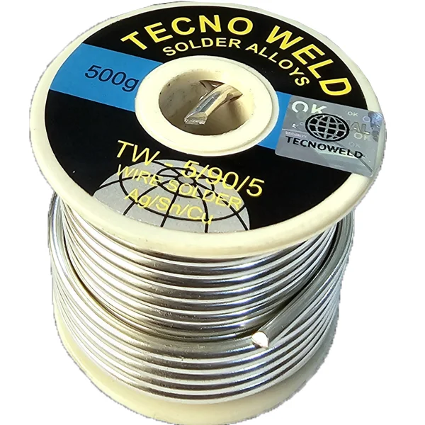 Soldadura Blanda de Plata 5% y Estaño 90% TW 5/90/5 (Ag/Sn/Cu), Ø: 1/8" Carretes x 500g TECNOWELD
